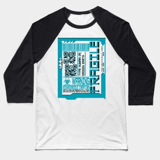 CYAN FRAGILE Cyberpunk Inspired Human Shipping Label T-Shirt Baseball T-Shirt